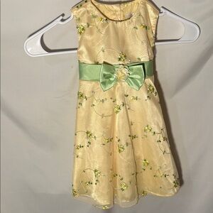 George Yellow Dress with Green Floral Design
